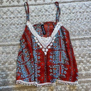 Orange and Blue cropped tank top